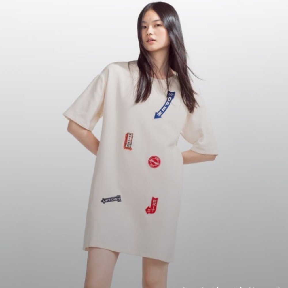 ZARA White Oversized/ Boxy Mini Dress with Stylish Patches ❤️✨